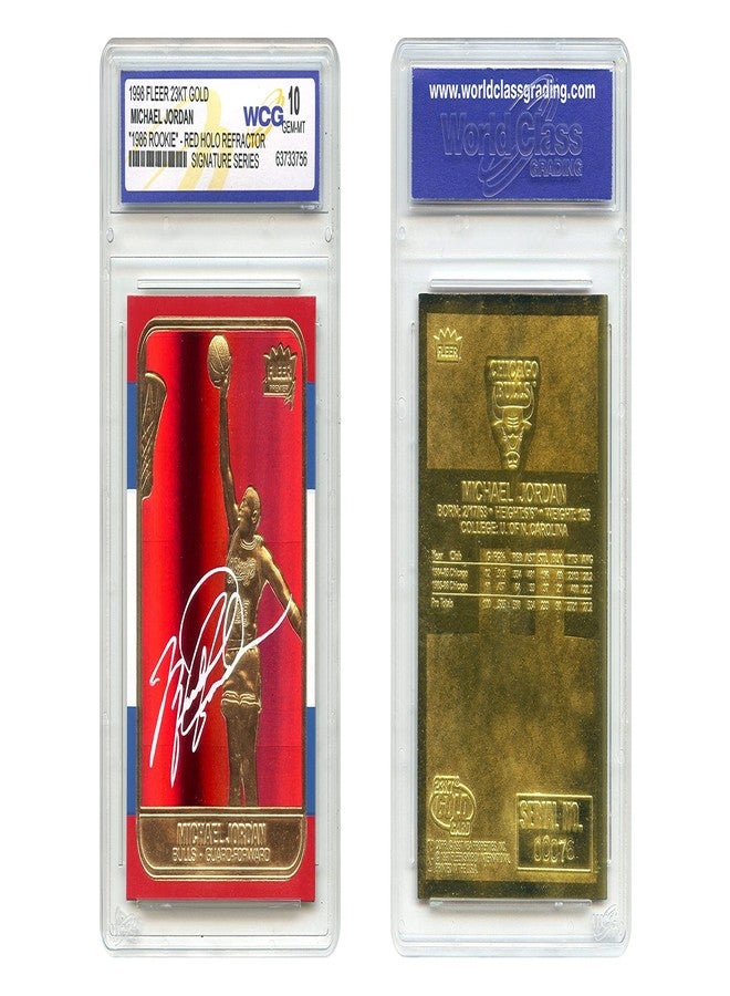 WCG 1998 Michael Jordan Fleer '86 Rookie Gold Card R/W/B RED PRIZM Holo Refractor Signature Series - Graded Gem Mint 10 - Image 2