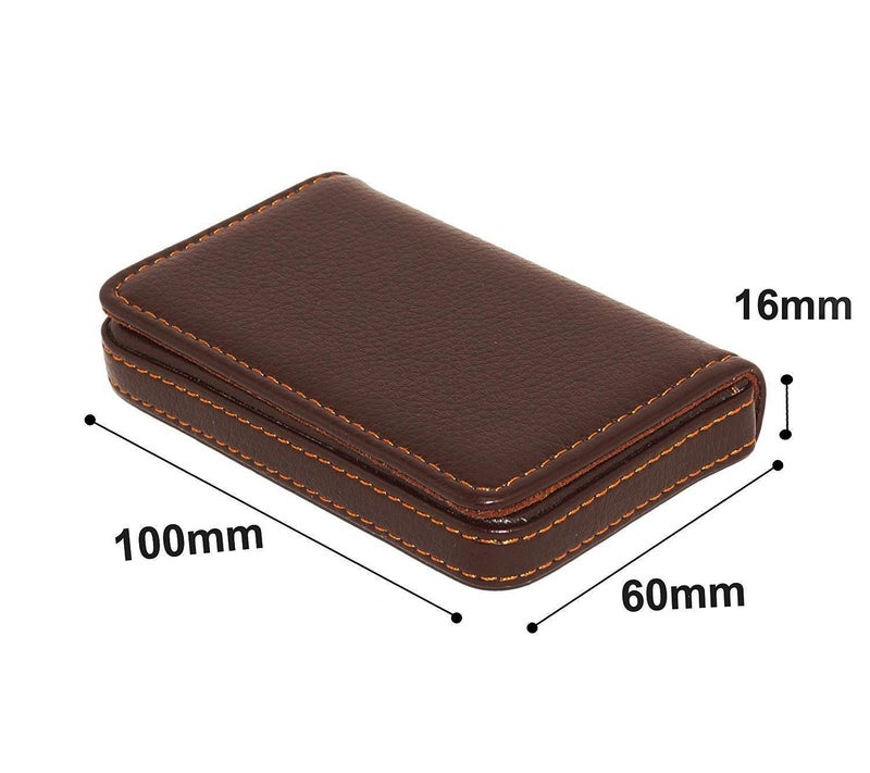NISUN 2 Pack Pocket Sized Stitched PU Leather Credit Debit Business Card Holder Case Wallet for Men & Women (10 X 6 X 1.6 cm-Brown) - Image 2