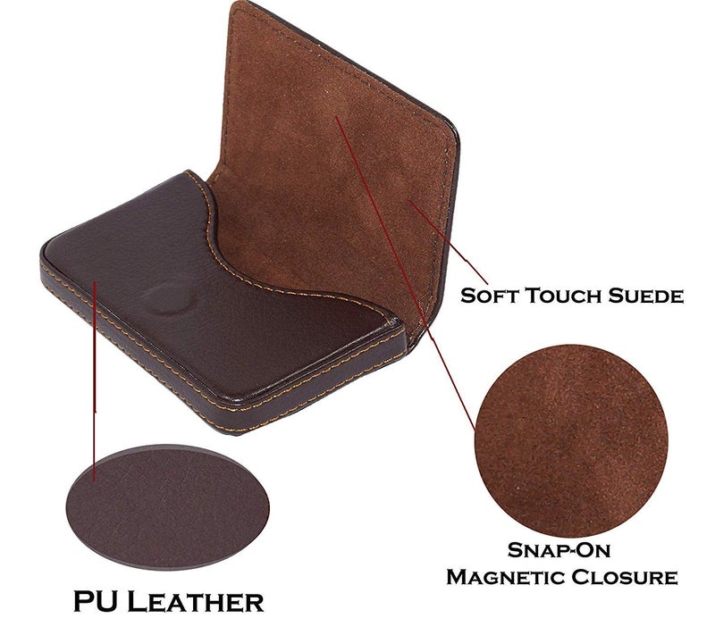NISUN 2 Pack Pocket Sized Stitched PU Leather Credit Debit Business Card Holder Case Wallet for Men & Women (10 X 6 X 1.6 cm-Brown) - Image 3
