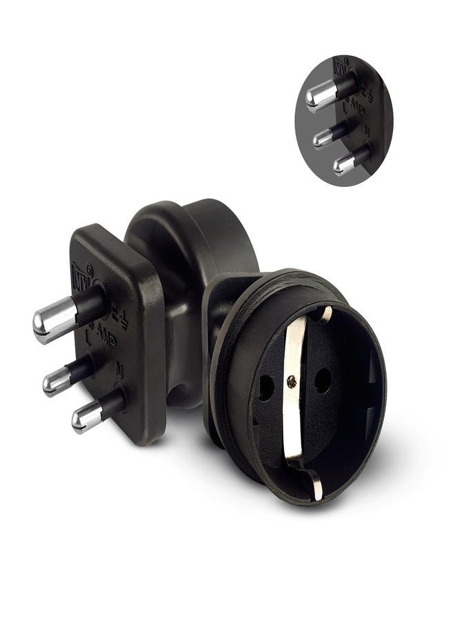MX European (Schuko) to India Plug Adapter | Type E/F to Type D Travel Adapter 5A | Pack of 2, Black | Compatible with European Devices in India - Image 2