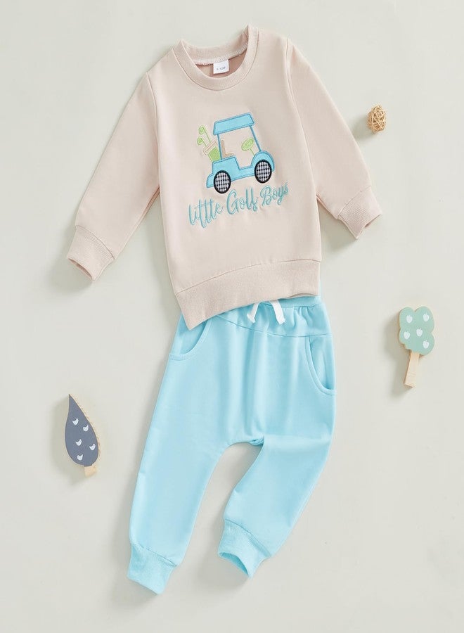 YINGISFITM Toddler Boy Girl Outfit Long Sleeve Golf Cart Sweatshirt + Jogger Pants Sets Baby Boys Girls Fall Winter Clothes (Blue-Golf Cart, 6-12 Months) - Image 3