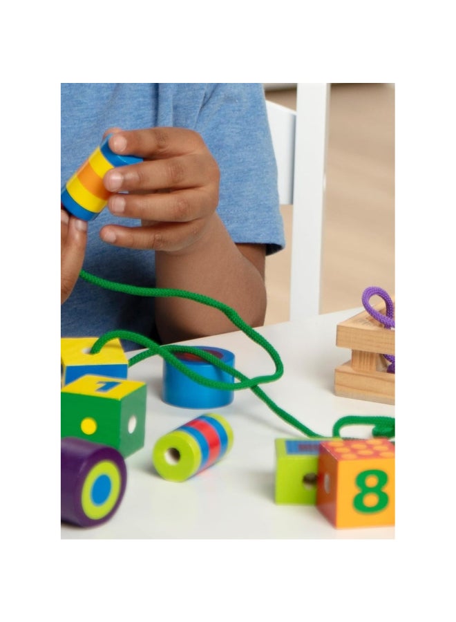 Melissa & Doug Educational Deluxe Wooden Lacing Beads Multicolour 19.18 x 3.68 x 24.51 cm SMD6073175 - Image 3
