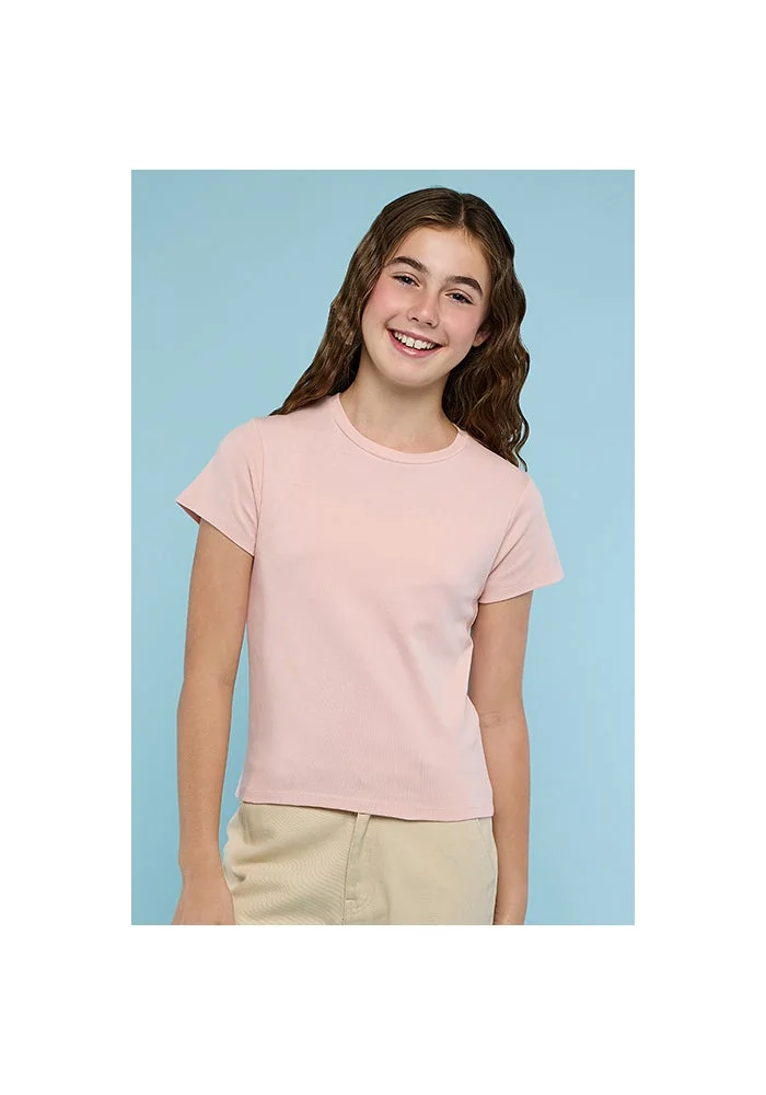 أر أند بي Solid T-Shirt with Crew Neck and Short Sleeves
