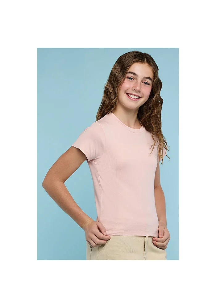 أر أند بي Solid T-Shirt with Crew Neck and Short Sleeves