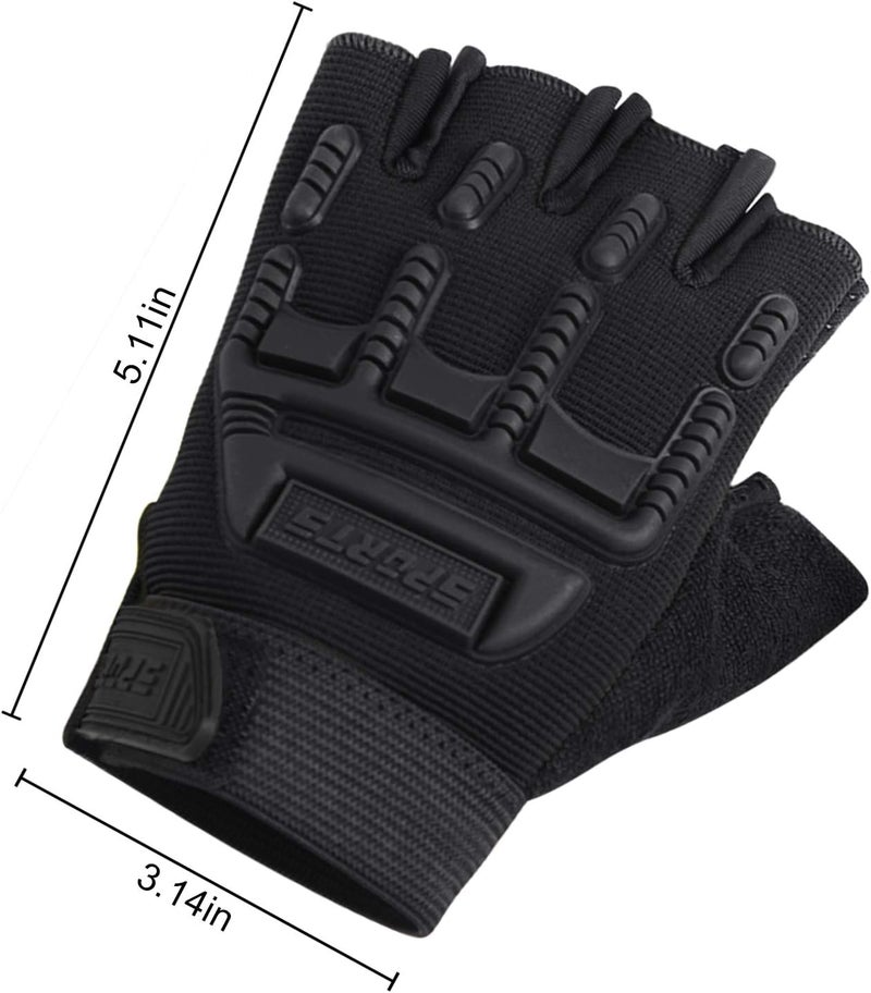 BXT Kids Fingerless Cycling Gloves Mittens Breathable Non-Slip Shock-Absorbing Kids Riding Bike Gloves Girls Boys Fishing Bicycle Roller Skating Hunting Climbing Half Finger Outdoor Sports Gloves - Image 5