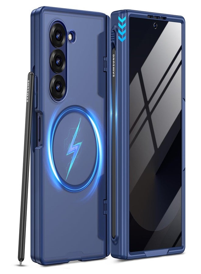 VEGO for Galaxy Z Fold 6 Case with Privacy Screen Protector[Compatible with Magsafe][Built-in S Pen Solt][Hinge Protection] Full Body Military-Grade Shockproof Phone Case for Samsung Z Fold 6 (Blue) - Image 1