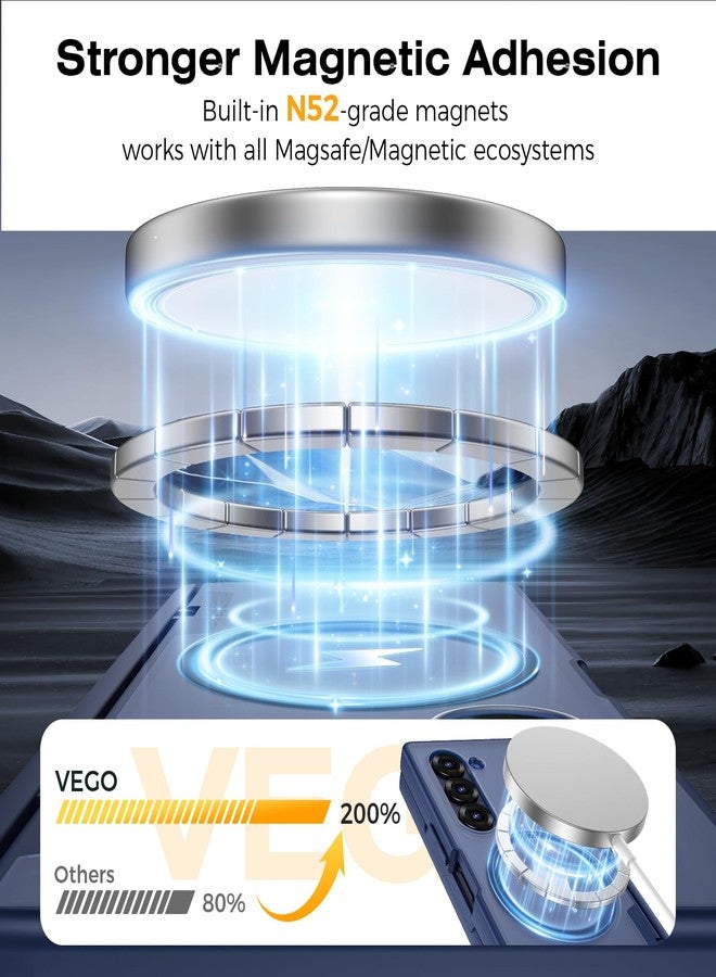 VEGO for Galaxy Z Fold 6 Case with Privacy Screen Protector[Compatible with Magsafe][Built-in S Pen Solt][Hinge Protection] Full Body Military-Grade Shockproof Phone Case for Samsung Z Fold 6 (Blue) - Image 2