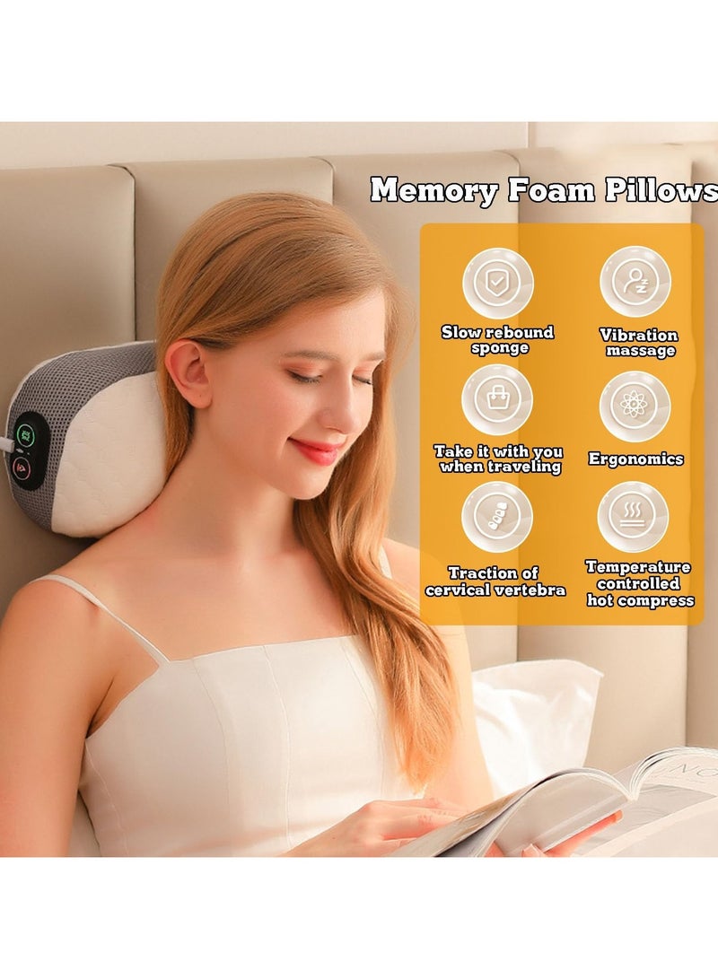 AROAQ Neck Pillows for Pain Relief Sleeping, Memory Foam Neck Pillow with USB Heating and Vibration Massage, Neck Support Pillow Cervical Pillows for Bed - Image 2