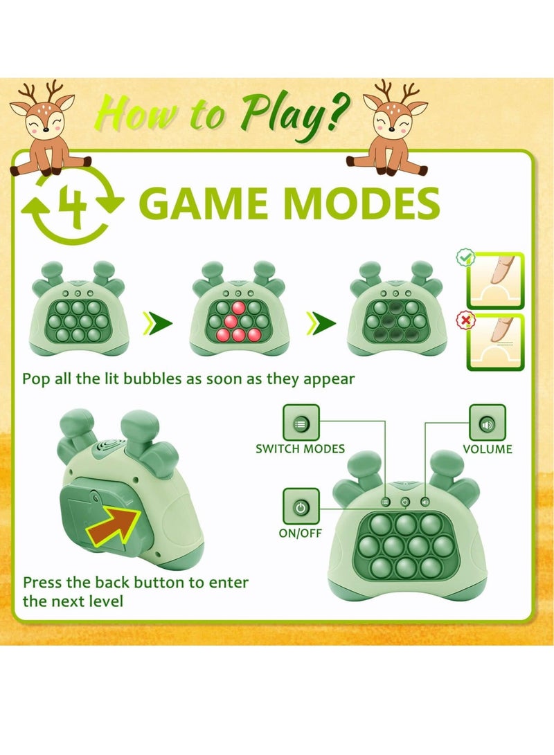 Captaintech Handheld Game for Kids Aldult Push Pop Game It Fidget Toys Quick Push Game Whack a Mole Puzzle Game Machine Bubble Stress Pop Light Up Game Multiple Game Modes Birthday Gifts Children Green - Image 3