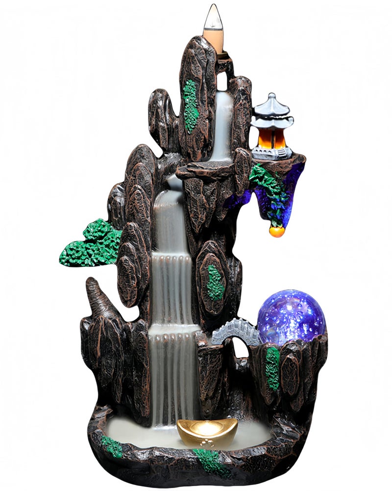 Semli Backflow Incense Holder Waterfall Incense Burner Home Decor Aromatherapy Ornament Incense Cones with Backflow Incense Cones Free (Yuanbao) - Image 1