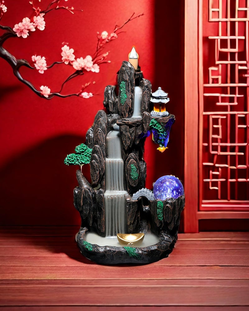Semli Backflow Incense Holder Waterfall Incense Burner Home Decor Aromatherapy Ornament Incense Cones with Backflow Incense Cones Free (Yuanbao) - Image 2