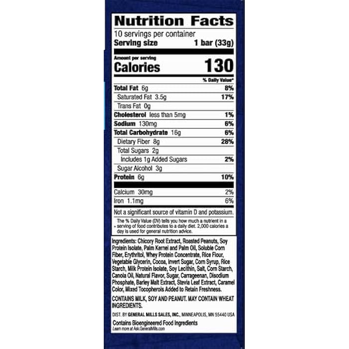 Fiber One Chewy Protein Bars, Caramel Nut, Protein Snacks, 10 ct - Image 3