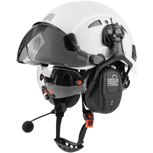 GREEN DEVIL Hard Hat Safety Helmet with Visor and Bluetooth Ear Muffs Full Protection Vented Work Hardhat ANSI Z89.1 Cascos De Construccion for Industrial Construction Forestry - Image 2