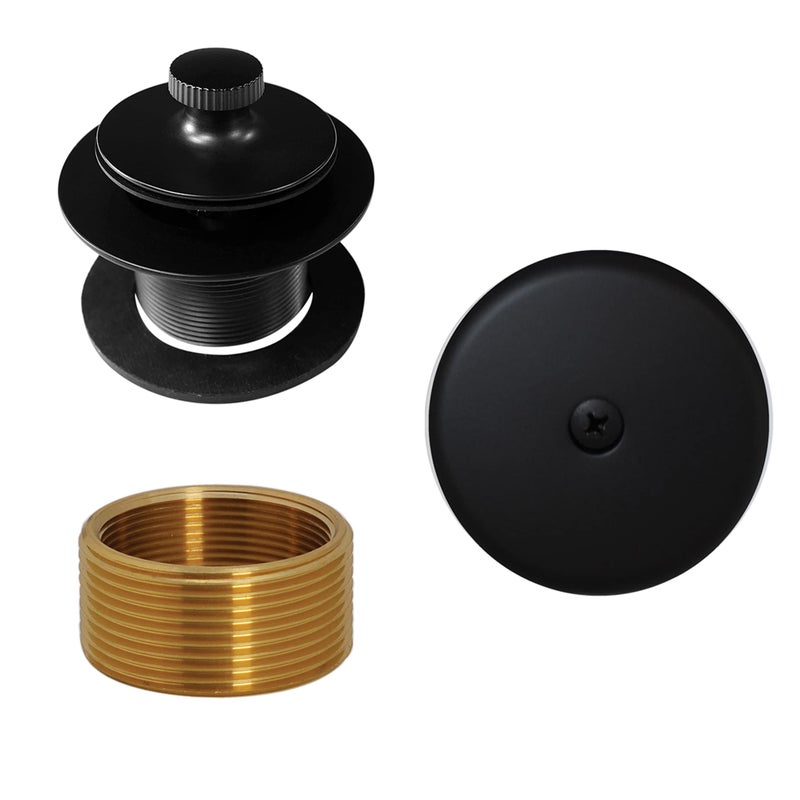 Westbrass D941K62 138 Fine Thread Twist Close Bathtub Drain Trim with OneHole Overflow Faceplate 1 Pack Matte Black