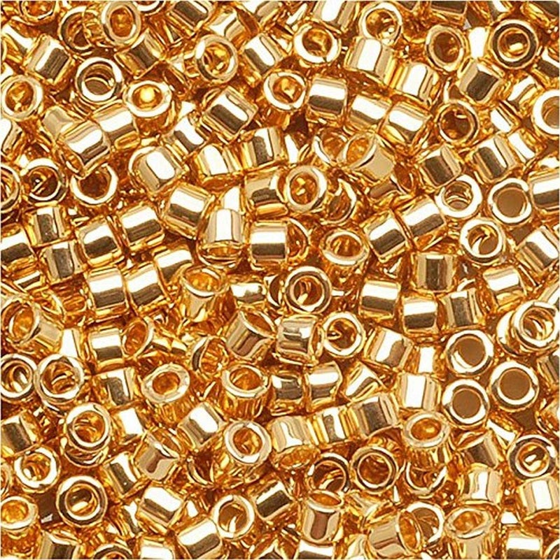 Miyuki Delica Seed Beads â€“ Size 11/0 (1.6 mm), DB0031, 24k Gold-Plated, 7.2 g, Approx. 1440 Beads, Made in Japan