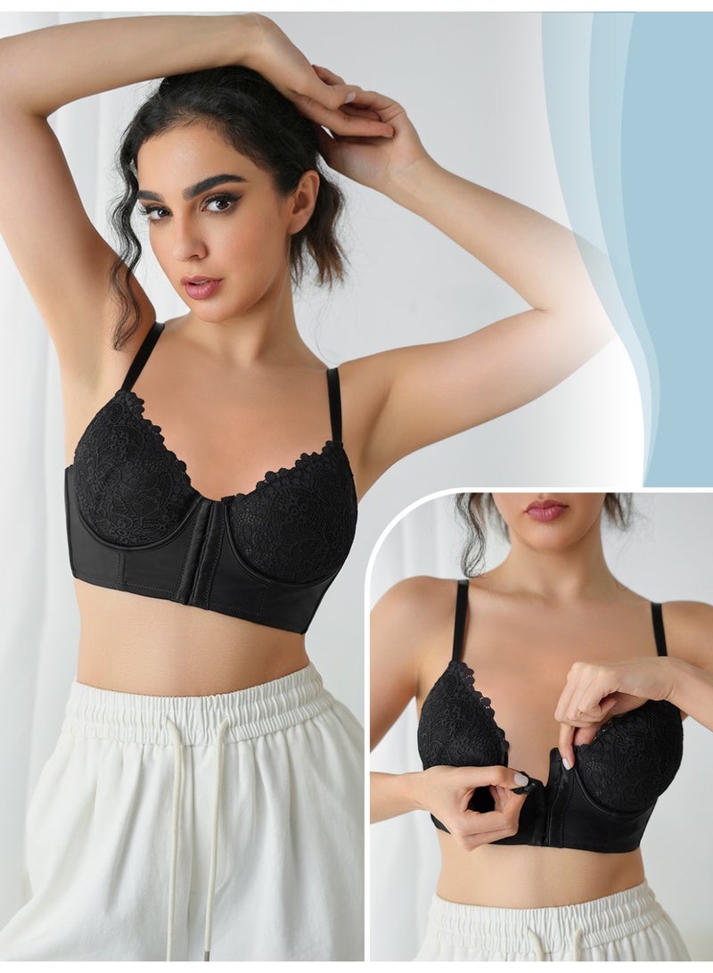 Women Bra with Front Button Anti Sagging Design Widened Bottom Gathered Support  - Image 5
