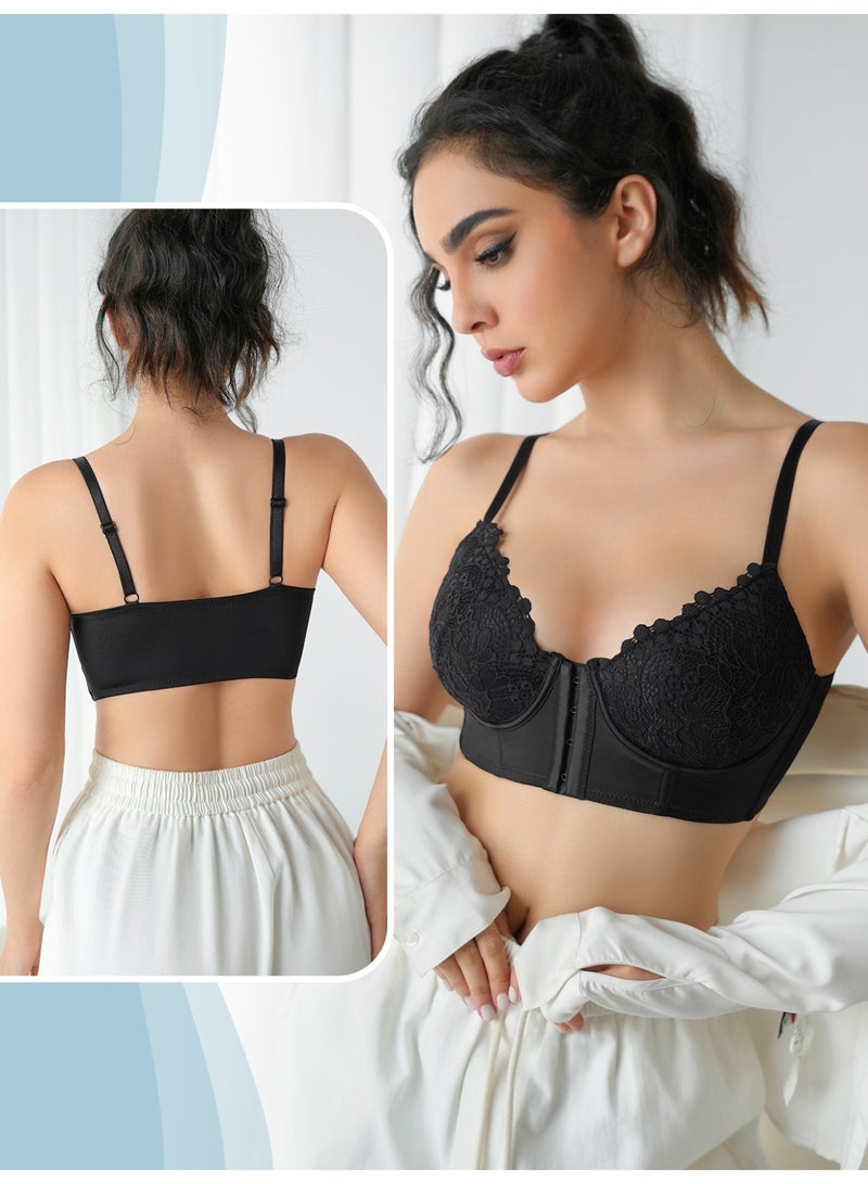 Women Bra with Front Button Anti Sagging Design Widened Bottom Gathered Support  - Image 4