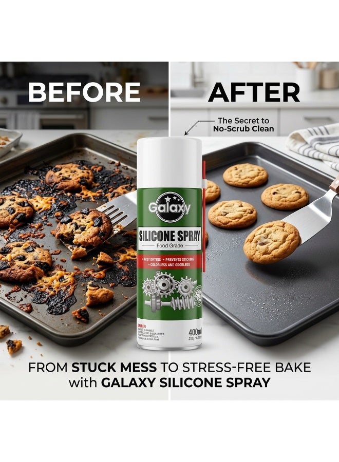 Galaxy Food Grade Silicone Spray 400ml - Non-Stick Lubricant for Kitchen Baking & Industrial Use - Fast Drying, Colorless & Odorless - Prevents Sticking on Cookware, Molds & Machinery - Image 2