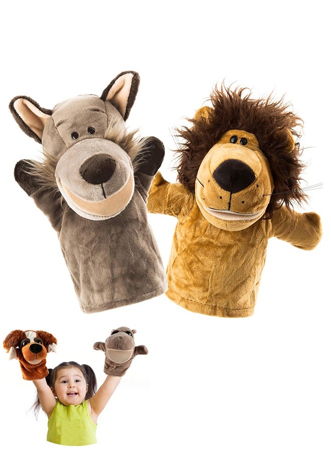 Animal Hand Puppets Set for Kids  Adults - 12.5 Premium Quality Soft Plush Toys with Movable Mouths - Perfect for Storytelling, Teaching, Preschool, Role-Play - Durable, Vibrant, Educational Puppets  - Image 1