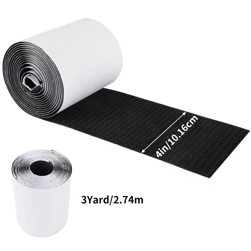 COCOBOO 4 Inch x 9 Feet Hook and Loop Tape for Couch Cushions, Strips with Adhesive, Nylon Self Adhesive Heavy Duty Strips for Home Office School Car and Crafting Organization - Image 2