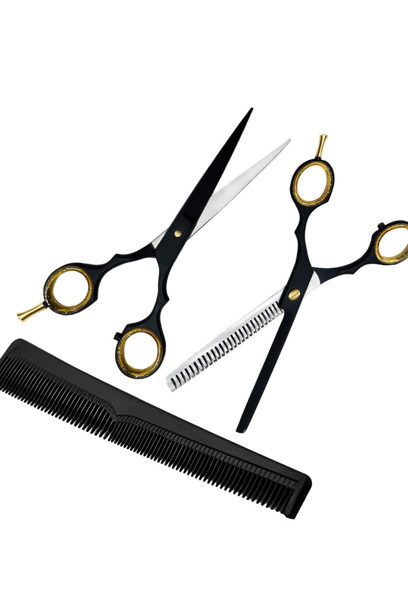 Generic Hair Cutting Scissors Set with Comb & Leather Case for Barbers and Professionals- Hairdressing Scissor KIt for Hair Styling Hair Trimming- Barber Scissor Thinning Scissors for Women, Men & Kids  - Image 5