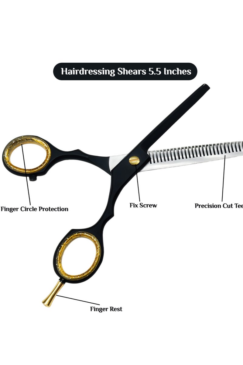 Generic Hair Cutting Scissors Set with Comb & Leather Case for Barbers and Professionals- Hairdressing Scissor KIt for Hair Styling Hair Trimming- Barber Scissor Thinning Scissors for Women, Men & Kids  - Image 3