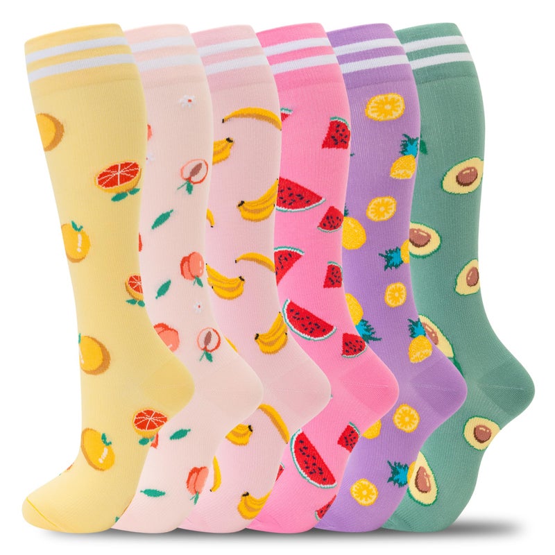 fenglaoda Compression Socks for Women Men Support Circulation 6 Pairs Socks For Nurse, Travel, Flight - Image 1