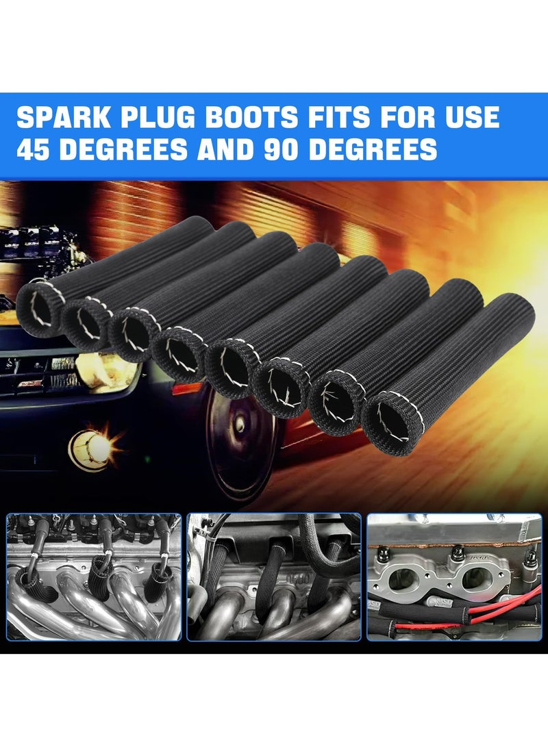 Spark Plug Wire Boots Heat Shield Protector Sleeve 2500 Degree Spark Plug Heat Cover Wrap 6 Inch for SBC BBC 350 454 8PCS-Black - Image 5