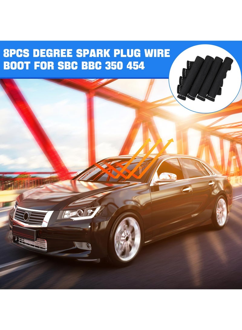 Spark Plug Wire Boots Heat Shield Protector Sleeve 2500 Degree Spark Plug Heat Cover Wrap 6 Inch for SBC BBC 350 454 8PCS-Black - Image 3