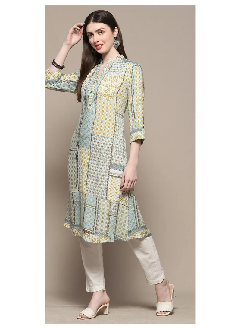 Biba  Teal Rayon Straight Kurta for Women | Best Price UAE