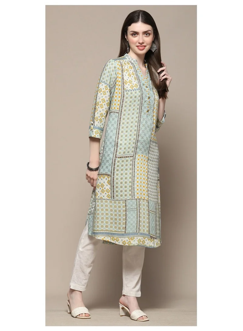 Biba  Teal Rayon Straight Kurta for Women | Best Price UAE