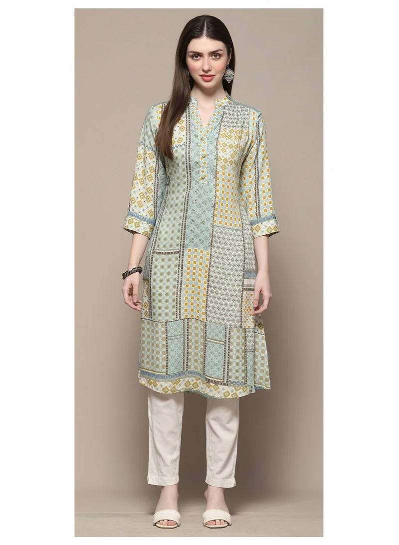 Biba  Teal Rayon Straight Kurta for Women | Best Price UAE