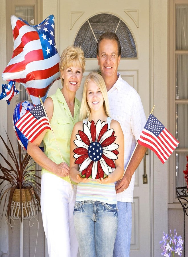 Sophena Wooden 4th of July Decoration Door Wreath for Front Door Sign Star Wall Signs, Independence Day Patriotic Day Wreath Welcome Memorial Day Hanging for Home Wall Decor Party Outdoor Indoor Flower - Image 5