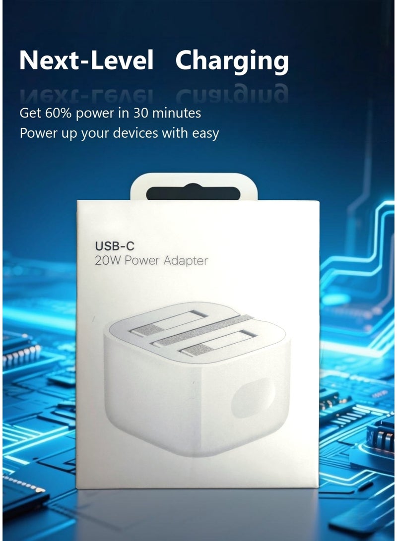 20W USB-C Fast Charger Adapter for iPhone, GaN Technology, AI Temperature Control, Compact Wall Charger, UK Plug, Compatible with iPhone 16/15/14/13, iPad, AirPods, Galaxy, Pixel - Image 2