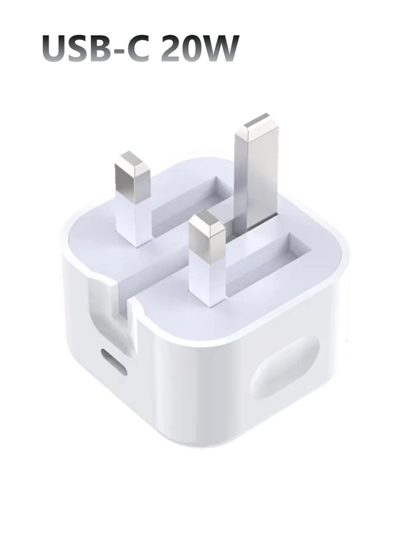 20W USB-C Fast Charger Adapter for iPhone, GaN Technology, AI Temperature Control, Compact Wall Charger, UK Plug, Compatible with iPhone 16/15/14/13, iPad, AirPods, Galaxy, Pixel - Image 1