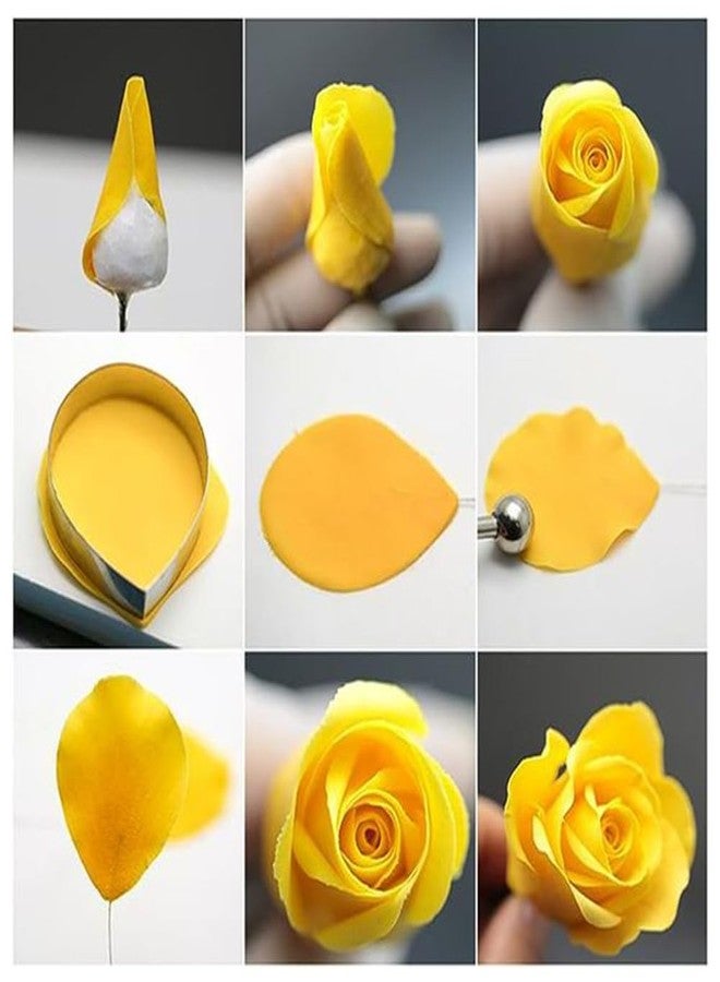 AK ART KITCHENWARE Silicone Veiner Stainless Steel Fondant Cutter Set for Gum Paste Flower Leaf Sugar Craft Tools Cake Decorating Supplies Silicone Veining Molds Moulds for Wedding with Christmas Box - Image 5