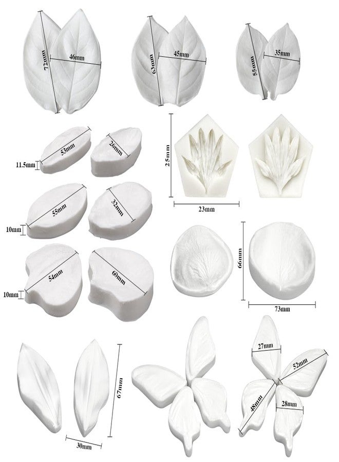 AK ART KITCHENWARE Silicone Veiner Stainless Steel Fondant Cutter Set for Gum Paste Flower Leaf Sugar Craft Tools Cake Decorating Supplies Silicone Veining Molds Moulds for Wedding with Christmas Box - Image 4