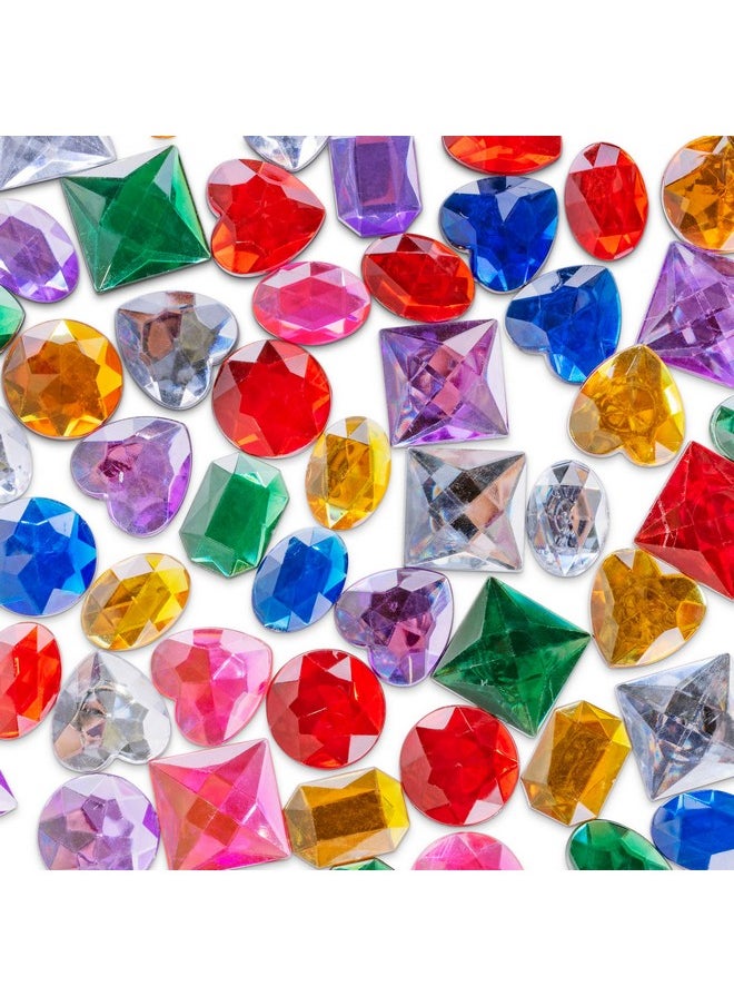 Super Z Outlet 1" Assorted Colorful Adhesive Stick-On Heart Star Round Shaped Jewel Gems For Arts & Crafts, Themed Party Decoration Accessories, Children Activities (100 Pack)  - Image 3