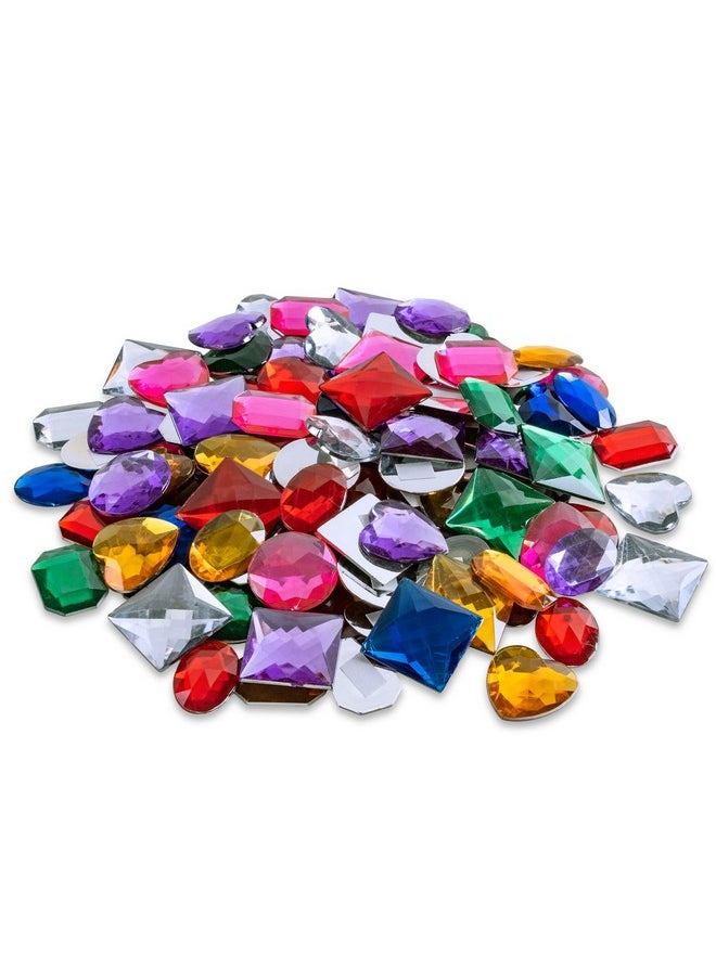 Super Z Outlet 1" Assorted Colorful Adhesive Stick-On Heart Star Round Shaped Jewel Gems For Arts & Crafts, Themed Party Decoration Accessories, Children Activities (100 Pack)  - Image 2
