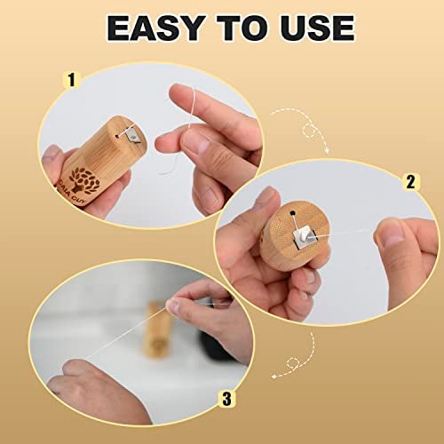 Gaia Guy Natural Unflavored Silk Dental Floss with Floss Refill & Reusable Bamboo Holder | 2 x 33yds Compostable Pure Silk Waxed with Candelilla Wax | Plastic-Free Packaging - Image 4