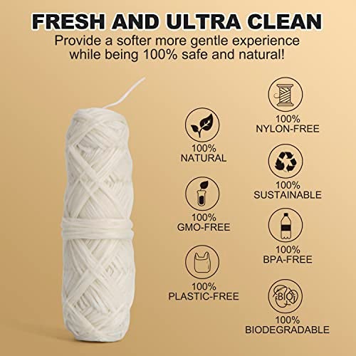 Gaia Guy Natural Unflavored Silk Dental Floss with Floss Refill & Reusable Bamboo Holder | 2 x 33yds Compostable Pure Silk Waxed with Candelilla Wax | Plastic-Free Packaging - Image 3