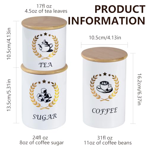 Craftmastudio Kitchen Ceramic Canisters for Countertop, Sets of 3 for the Kitchen Counter ，Container with Air Tight Lid for coffee Tea flour and sugar Spice -Food Damp-proof Canister set - Image 3