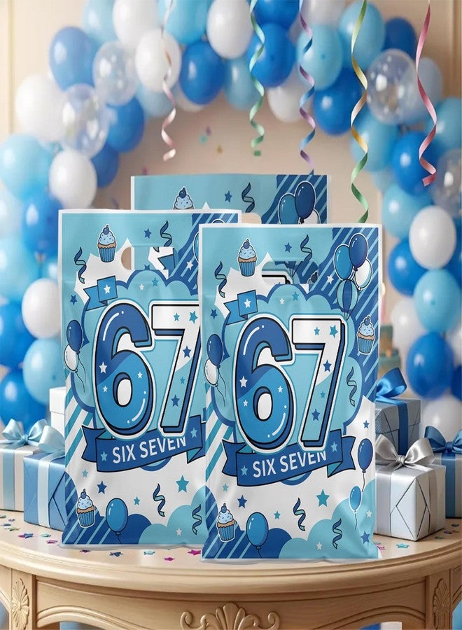 Rexinc 6 7 Birthday Decorations Gift Bags, 50 Pack Blue 6-7 Birthday Party Favors, 67 Party Decorations Goodie Bags with Handles, Colorful Double-Sided Pattern Birthday Gift Bags for Kids Party Supplies（blue） - Image 5