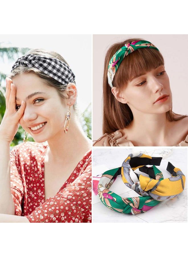 Cubaco 12 Pack Knotted Headbands - Boho Turban Headwraps With Bowknots, Wide Elastic Hair Accessories for Women - Image 2