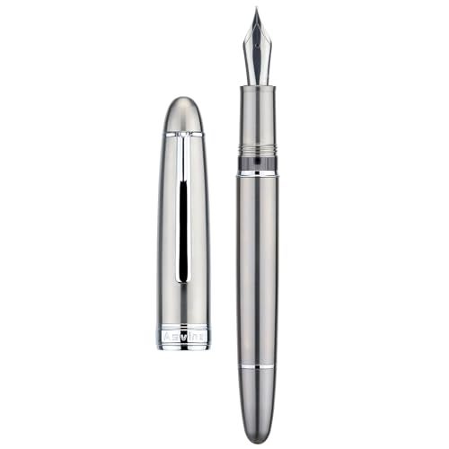 Asvine J16 Solid Titanium Fountain Pen Jowo Fine Nib Piston Filling, Ink Window Design with Wrench and Pen Box - Image 1
