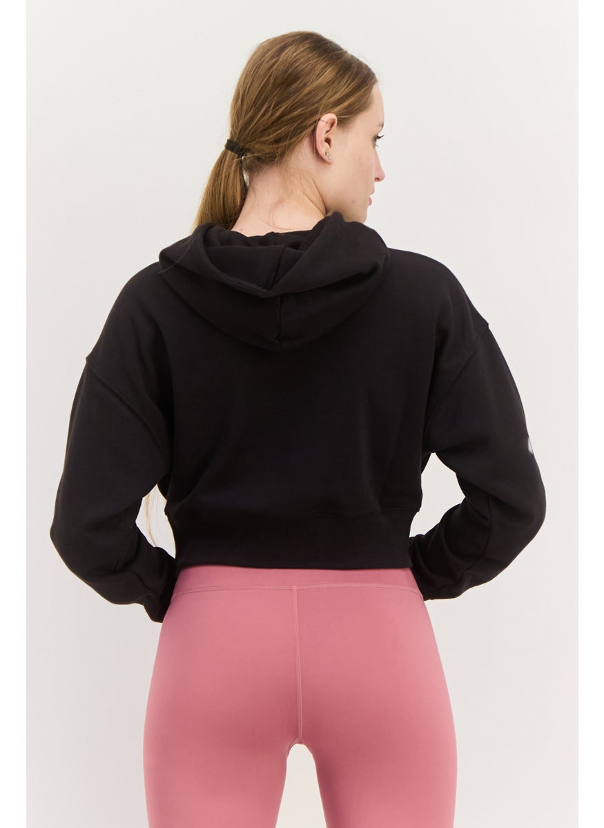 PUMA Women Relaxed Fit Long Sleeves Outdoor Classics Cropped Hoodie, Black  - Image 3