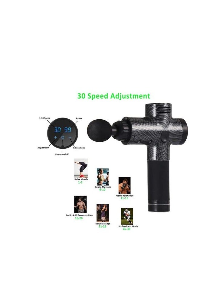 Portable Deep Tissue Massage Gun - 6 Heads, LCD Touchscreen, Adjustable Speeds - Image 3