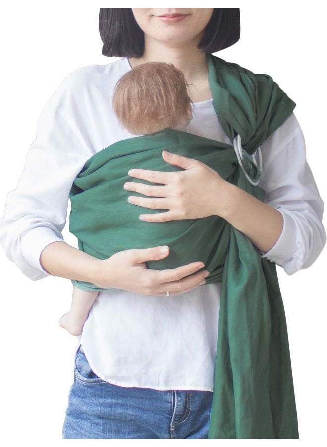 Vlokup Ring Sling Baby Carrier, Soft Linen Cotton Baby Sling Carrier Newborn to Toddler, Baby Wrap Carrier for Plus Size Parents, Perfect Shower Gift, Green - Image 1