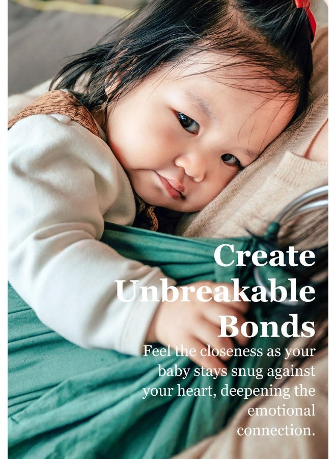 Vlokup Ring Sling Baby Carrier, Soft Linen Cotton Baby Sling Carrier Newborn to Toddler, Baby Wrap Carrier for Plus Size Parents, Perfect Shower Gift, Green - Image 2