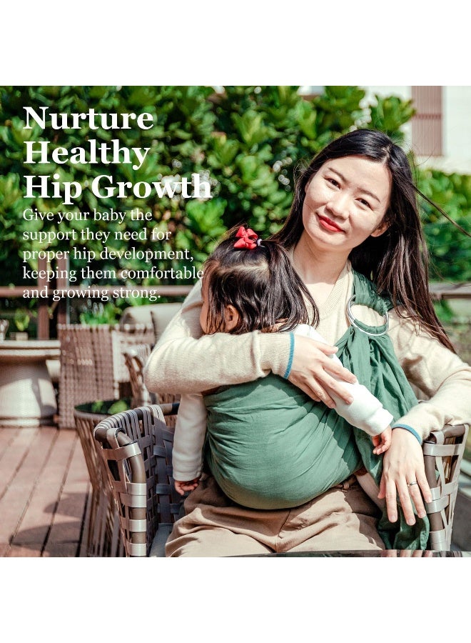 Vlokup Ring Sling Baby Carrier, Soft Linen Cotton Baby Sling Carrier Newborn to Toddler, Baby Wrap Carrier for Plus Size Parents, Perfect Shower Gift, Green - Image 4